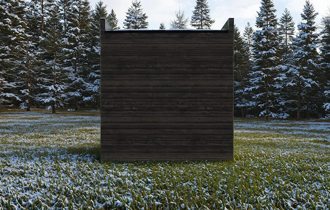 Outdoor sauna rear elevation showing ventilation system and durable exterior construction