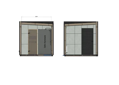 Internal wall section of Caldori Primatherma SPGT garden sauna with shower showing insulation and construction layers