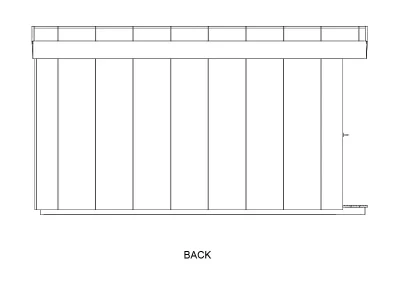 Therma Imperia SP rear elevation drawing of premium outdoor sauna with shower