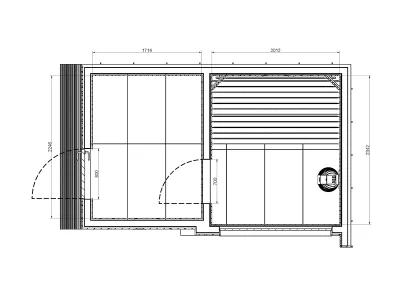 Therma Imperia SR sauna technical drawing top view with dimensions